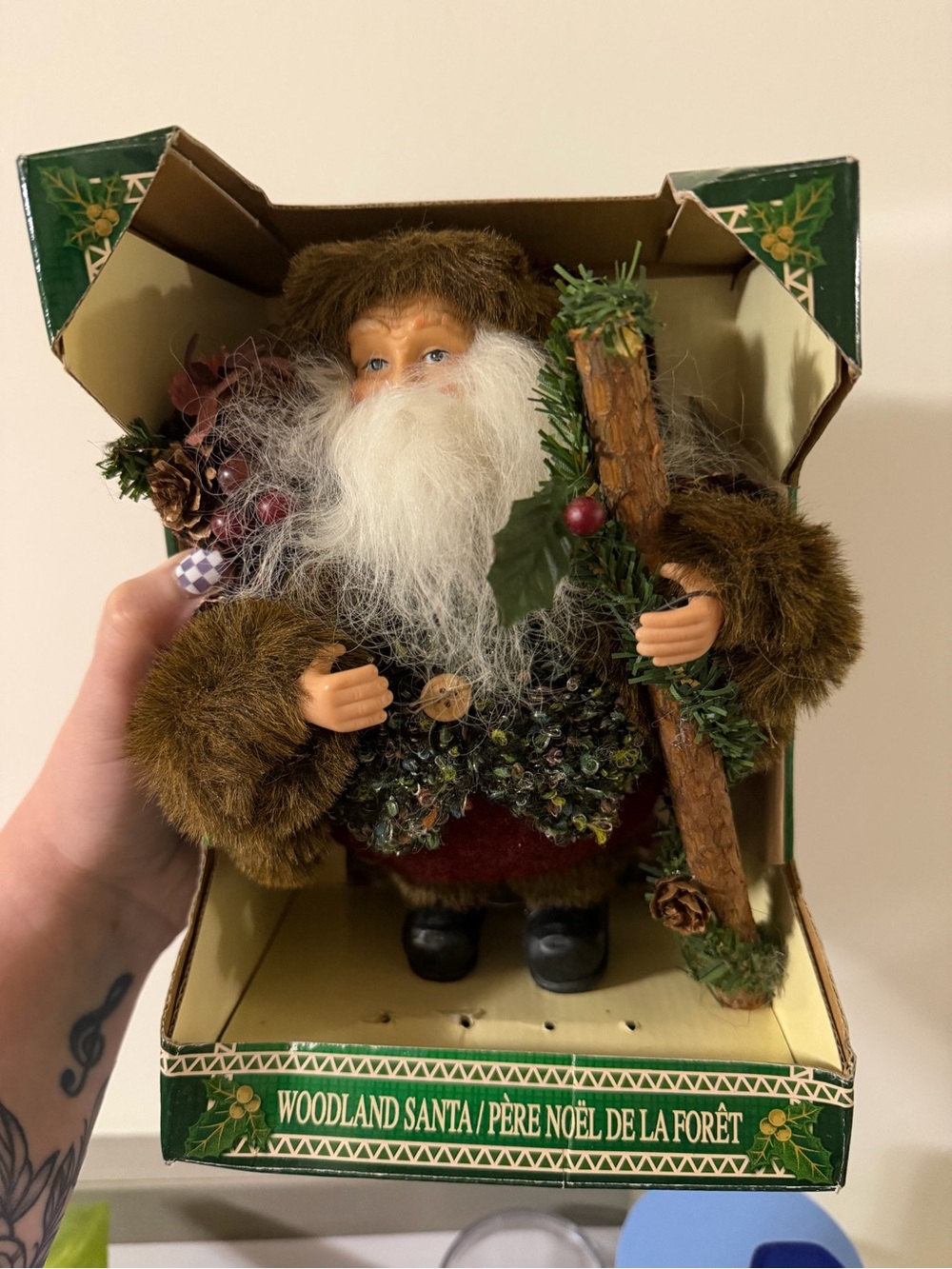 Woodland Santa Figurine in Brown & Green by